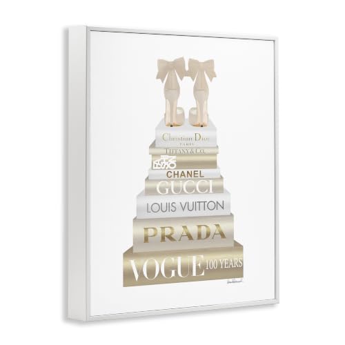 Image of 'Cream Bow Heels High Fashion Glam Bookstack'| Framed Giclee Art