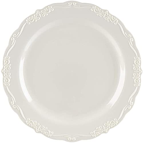 Wedding Dinnerware, Ivory White Plastic Plates (7.5 X 7.5 In, 25-Pack) #TOP7