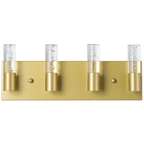 Image of Bathroom Vanity Light Fixtures Over Mirror Brushed Golden Finish Coating, 4 Light Vanity Lights, Wall Sconces Fixture Vanity Lighting for Bathroom