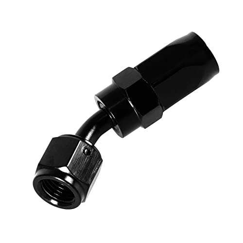 Image of 1PCS 4AN 45 Degree Swivel Hose End Fitting for Braided CPE Fuel Line Anodized Aluminum Alloy Black