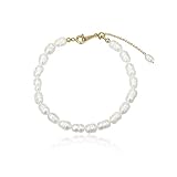 InzheG Baroque Pearls Bracelet Chain Freshwater Cultured Pearls with 18K Gold Plated Adjustable Aest