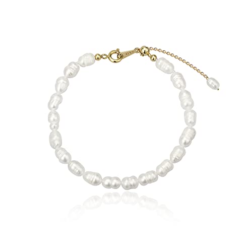 Inzheg Baroque Pearls Bracelet Chain Freshwater Cultured Pearls With 18K Gold Plated Adjustable Aesthetic Valentine Fashion Charm Dainty Bracelets For Women Girls #TOP13