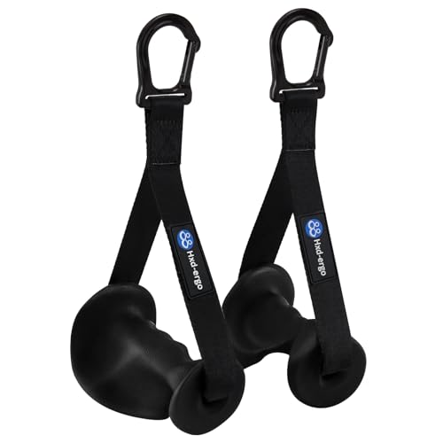 HXD-ERGO 2 Stück Einhandgriff für Widerstandsbänder, Fitness Griffe mit Metall D-Ring, Einhandgriff Kabelzug Griffe für Home Gym Seilzug Fitness Kraftraining (Schwarz für Männer)