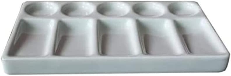 Palette,Ceramic Palette Four Treasures of Calligraphy and Painting Chinese Painting Supplies 5 Holes 5 Grid Rectangular Palette