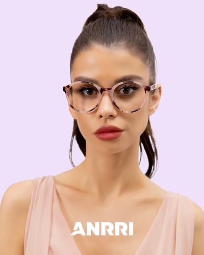 Image of ANRRI Retro Round Blue Light Blocking Glasses Women Men Computer Eyeglasses Anti Blue Light Glasses Anti Eyestrain for Gaming