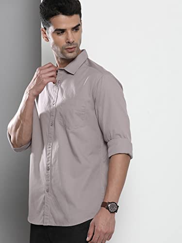 Image of The Indian Garage Co Men Slim Fit Solid Full Sleeves Cutaway Collar Casual Shirt