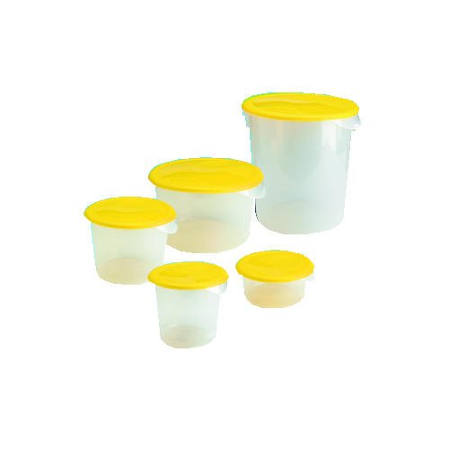 Image of Rubbermaid Commercial Products Plastic Round Food Storage Container with Handle, 4 Quart, Clear, High Temperature Range Food Storage for Wet /Dry Food in Kitchen /Restaurants /Cafeteria, Pack of 12