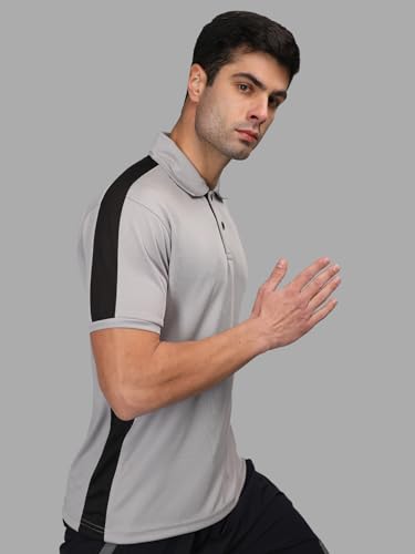 Image of CHKOKKO Men's Active Sports Wear Polo Half Sleeve Gym Tshirt with Button Collar Quick Dry Breathable Perfect for Workout Running Regular Fit Pack of 2