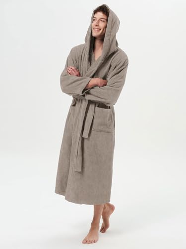 SIORO Mens Hooded Terry Cloth Robe, Big and Tall Bathrobe, Full Length Cotton & Absorbent Robe for Spa, Shower & Sleepwear2