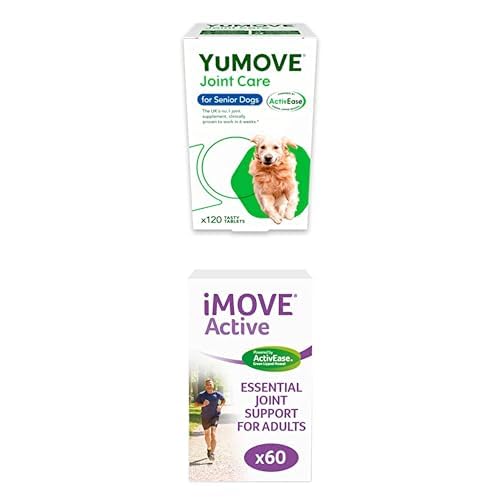 YuMOVE Senior Dog | Joint Supplement for Stiff Dogs with Green Lipped Mussel | Aged 9+ | 120 + iMOVE | Natural Joint Supplement for Humans, 60 - Glucosamine HCl, Vitamin E and C and Manganese