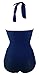 COCOSHIP 50s Solid Navy Blue Elegant Bathing Vintage One Piece Swimwear Swimsuit M(US4-6)