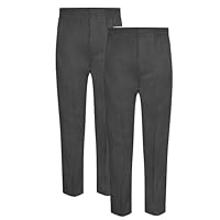 Twin Pack School Uniform Full Elastic Waist Easy Pull Up Trousers (as8, Age, 7_Years, 8_Years, Regular, Grey, 7-8 Years)