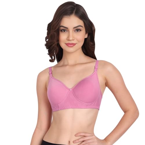 Image of Padded Everyday Bra for Women - Made of Pure Cotton Full Coverage Non Wired Seamless Pushup Soft Cup for T-Shirt Saree Dress Sports Garment for Daily Use Everyday