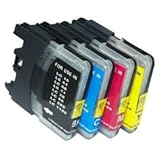  FGE Pack de 4 Cartouches d\'encre compatibles pour Brother LC980 / LC1100 - Noir/Cyan/Magenta/Jaune