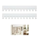 2 Stück Kettenhalter Schmuckaufbewahrung Wand 25cm mit 12 Haken, Klebemontage ohne Bohren, Platzsparender Schmuck Organizer für Kette Armband, Weiß