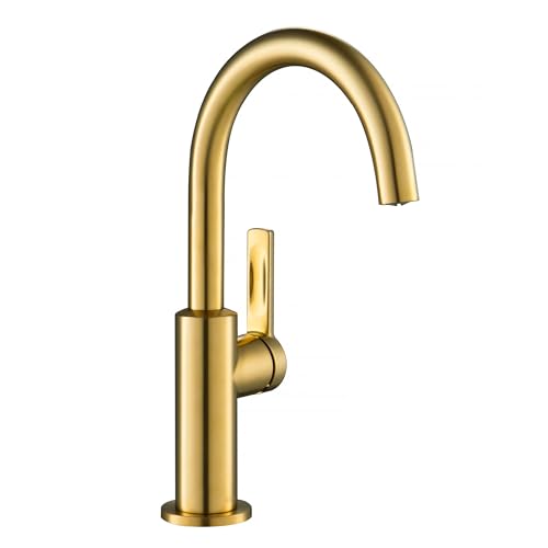 KRAUS Oletto Single Handle Kitchen Bar Faucet in Brushed Brass, KPF-2822BB
