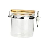 Toyvian Frasco de Vidrio con Tapa de Bambú y Cierre Metálico Hermético para Almacenamiento de Alimentos Secos Contenedor Sellado para Café Té Azúcar y Especias Capacidad