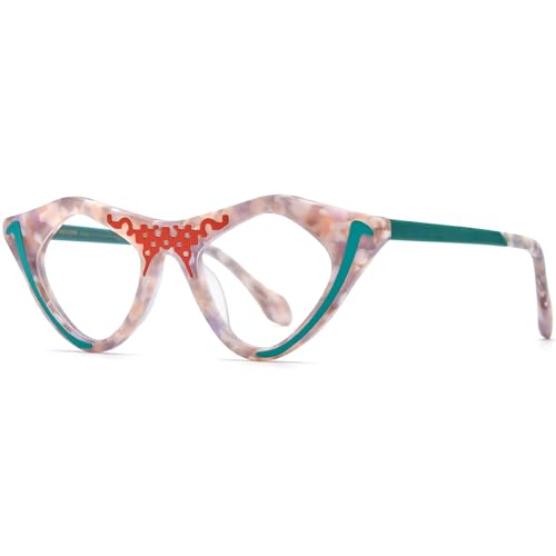 Image of HEPIDEM Multicolor Acetate Glasses Frame Women Cat Eye Eyeglasses Men Optical Spectacles 9291