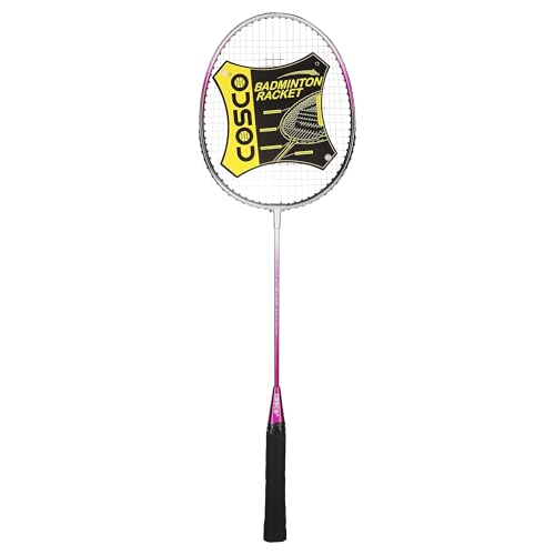 Image of Cosco CB-88 Alloy Steel Strung Badminton Racquet With Free Head cover (Silver /Pink) | For Beginers | 100 grams | Maximum String Tension - 20lbs