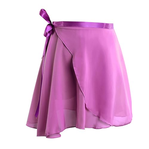 Legou Girl’s Leotard wrap Ballet Dance Skirt Lace-Up Adjustable Tie Waist Chiffon Short Skirt Fuchsia L