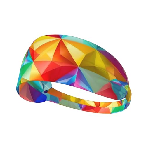 Diadema deportiva ancha con estampado geométrico arcoíris para hombres y mujeres, banda de sudor que absorbe la humedad para correr, gimnasio