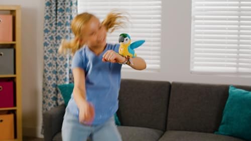 Happy Yappers Interactive Plush Bird Slap Bracelet - Talk Mode, Music & Chirping Sounds, Sleep Mode, Rechargeable, Includes USB-C Charging Cable (Blue Parrot) — view 2