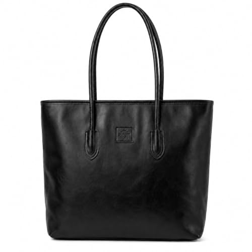 Bolso Tote para mujer con cierre - piel sintética negra liviana miniatura 1