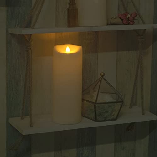 Image of Waterproof Outdoor Battery Operated Flameless Tall Pillar Candle with Timer Large White Plastic Realistic Flickering Fake Electric LED Light for Lantern Wedding Christmas Decorations D4 inchxH10 inch