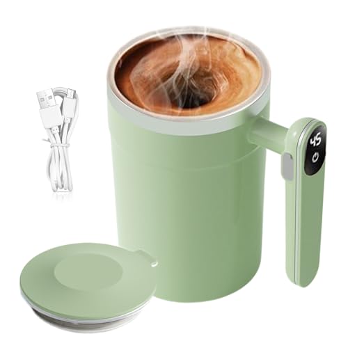 Taza mezcladora eléctrica – Mezclador magnético automático de 400 ml – Taza eléctrica para mezclar té con pantalla LCD de temperatura, para bebidas de oficina, café con leche, té, café, chocolate