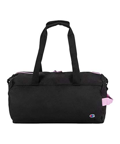 Champion unisex adult Duffel Bag, Black/Pink, One Size US