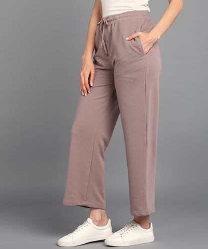 Image of Alan Jones Clothing Women's Relaxed Fit Mid Rise Solid Wide Legs Track Pant