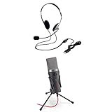 【USBマイクセット】 エレコム ヘッドセット マイク USB シルバー HS-FBE01USV & コンデンサーマイク USB接続 [ ミュート機能 ] HS-MC13UBK