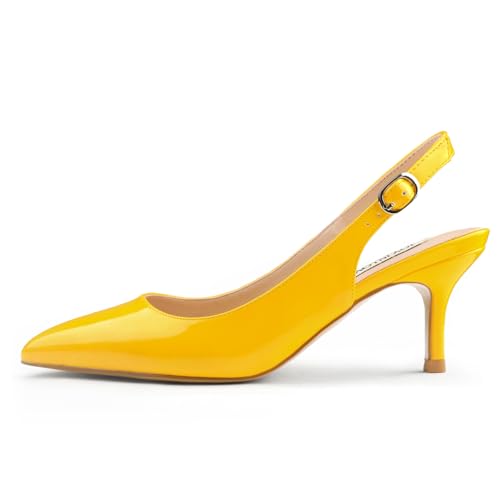 Image of JOY IN LOVE Slingback Kitten Heels for Women Closed Pointed Toe Pumps Dress Shoes
