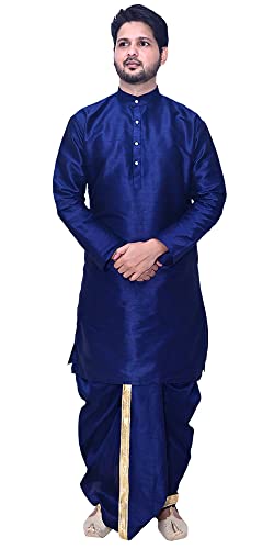 Image of Om Shubh Mangalam Men's Dupion Silk Fancy Dhoti Kurta Set