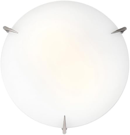 Zenon - 12"dia Flush Mount - Brushed Steel Finish - Opal Glass Shade