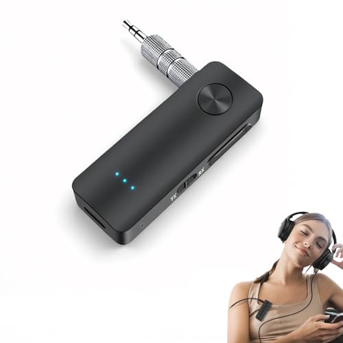BT Transmitter Receiver Portable BT Car Audio Stereo Headphone Speakers Adapter with 3.5mm AUX Jack, Quality Stereo(Black)