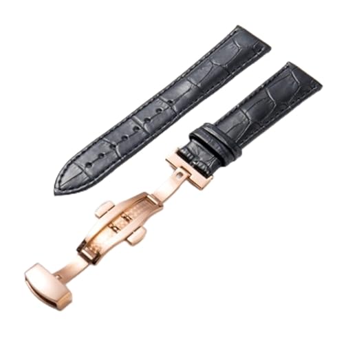 Bracelet de montre en cuir véritable et fermoir en acier poli