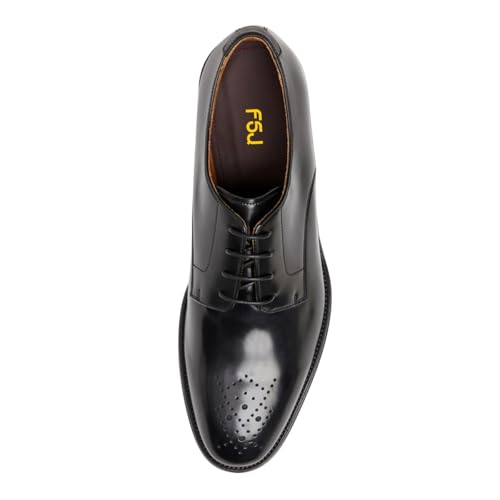 FSJ Men's Modern Breathable Round Toe Low Block Heel Lace-Up Oxfords Fashion Wingtip Business Formal Dress Shoes Size 4-16 US4