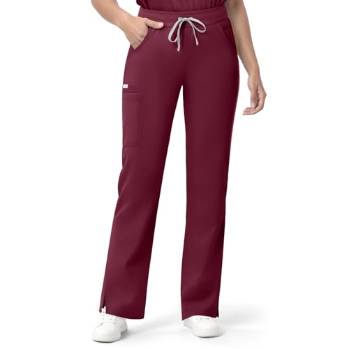 Image of Women's 7-Pocket Scrub Pants - Straight Leg, Mid-Rise, Drawstring | Soft stretch knit Mid-rise drawstring Side slits Wrinkle-resistant Machine washable For nurses /doctors /vets