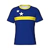 Curacao Flag Color Emblem 3D Printed Patriotic T Shirt Tees Tops Sport Shirts Breathable Loose Oversized Pullover Tops for Gym Work Sports Casual Wear Blue #3