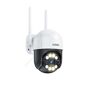 ZOSI 2MP WiFi Security Camera Outdoor, 1080P Pan/Tilt CCTV Camera with Person Vehicle Detection, Color Night Vision, Light Siren Alarm, 2-Way Audio, Alexa, Cloud & SD Card Storage, C289