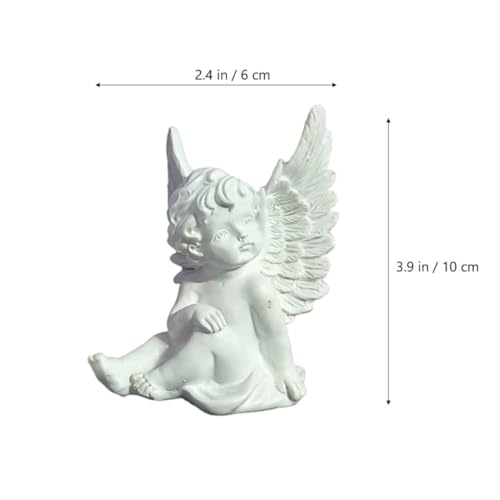 Image of Saugat Traders Angel Showpiece for Home Decor - White Polyresin with Marble Finish Statue Decoration - Good Luck Gifts