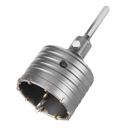 GRAPHITE Scie cloche Widiax en acier TCT avec adaptateur HEX et foret de centrage, filetage M22, foret à carotter, foret pour professionnels, diamètre : 80 mm, longueur de foret : 110 mm