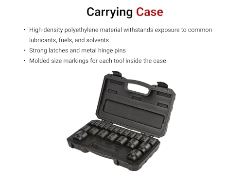 Image of TEKTON 1 /2 Inch Drive Impact Socket Set, 21-Piece | SID92302 | (5 /16 - 1-1 /2 in.), Shallow, 6-Point, Case