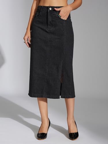 Image of Miss Chase Women's Straight High Rise Mini Denim Skirt
