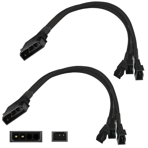 Lumitrex 2 Piezas Cable Divisor de Ventilador PWM 3 Vías 4 Pines, Cable de Extensión para Ventilador de PC 30cm, Concentrador de 3 Vías 4 Pines Fan Hub, Adaptador PWM para Carcasa de Computadora