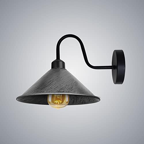 LEDSone Brushed Silver Swan Neck Wall Lamp Vintage Industrial E27 Sconce — image 1