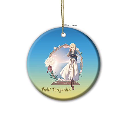 Violet Anime Manga Ornament Evergarden Light Novel Merch Ceramic Ornaments Hanging Decoration Two-Sided Sublimation Printing for Home Tree Decor - 010