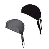 XYIYI Sweat Wicking Beanie Cycling Bandana Cap Hat Chemo Cap Skull Cap Sports Sweatband Headwrap (Black,Grey)