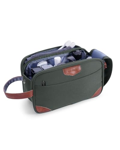 ECOHUB Neceser de Viaje Impermeable para Hombre, Bolsa de Aseo con Múltiples Compartimentos y Bolsillo Impermeable, Ideal para Máquinas de Afeitar y Artículos de Tocador, Regalo para Hombre, Verde